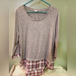 Westport XL sweater plaid and grey